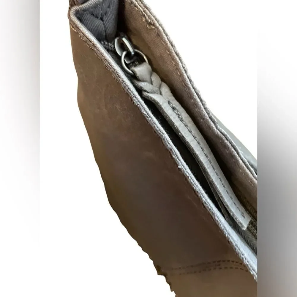 The Sak Indio Grey Leather Studded Hobo Bag With Tassel
